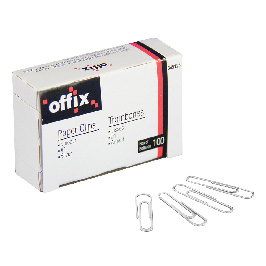 OFFIX PLAIN SILVER PAPER CLIPS 100PC