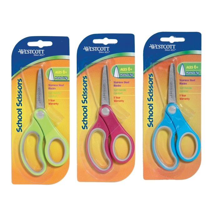 CISEAUX D'ÉCOLE SOFT GRIP POINTUS