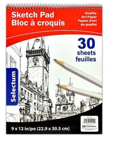 Sketch Pad 9"x12" Top Coiled 50lb Paper 30 sheets