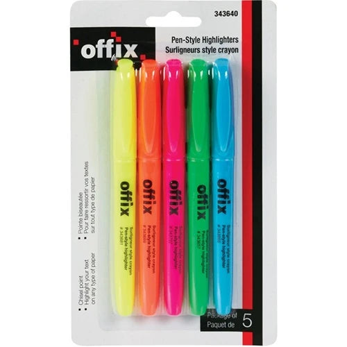 HIGHLIGHTER-CHISEL TIP, OFFIX , 5/PACK
