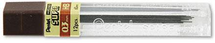 Lead Refills, 0.3mm, HB, Black, 12/Pack