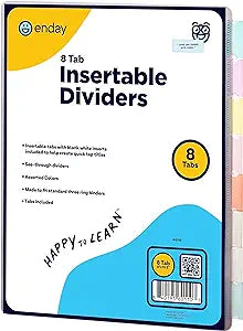 Enday 8 Dividers for 3 Ring Binder