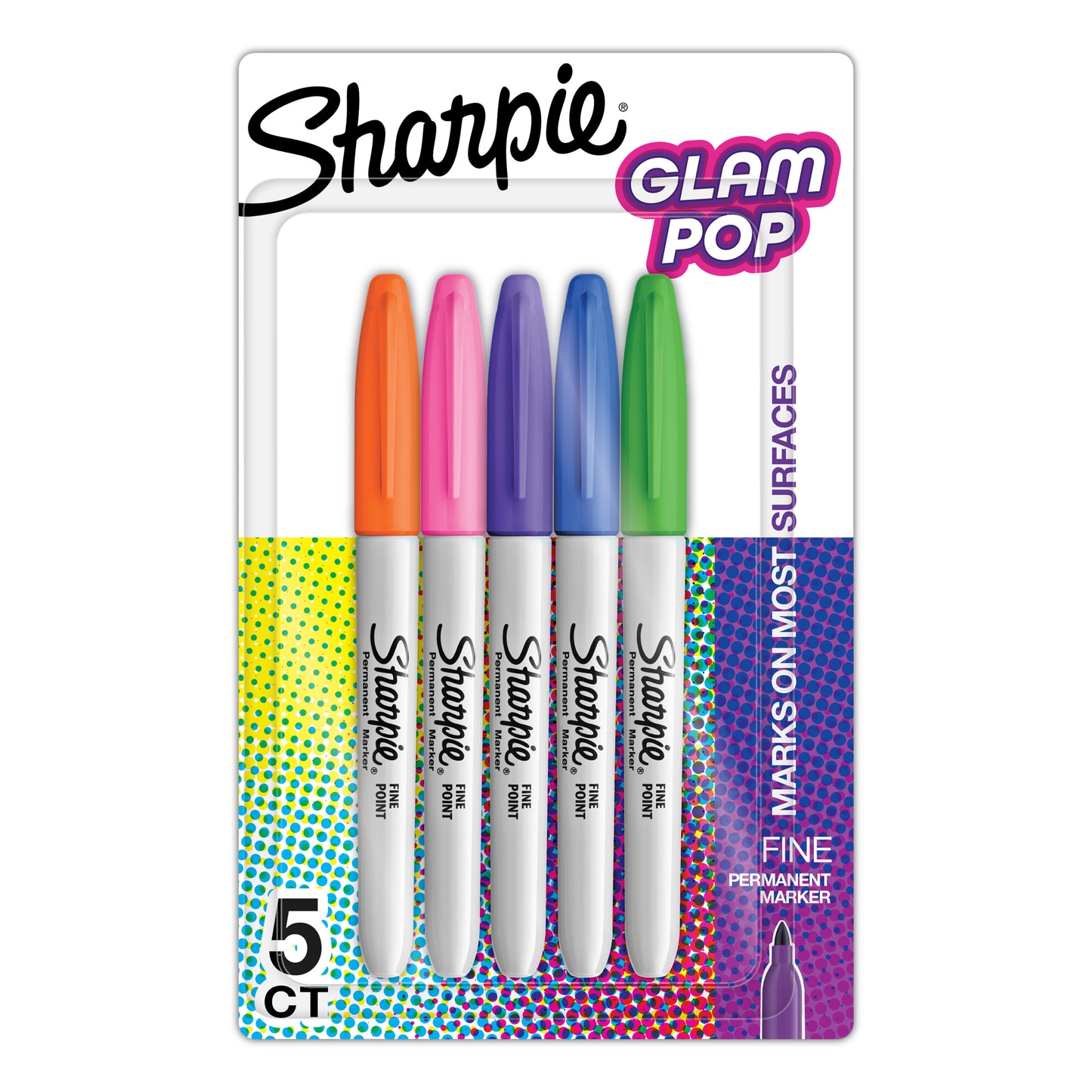 Sharpie Glam Pop Permanent Markers, Fine Point 5pk