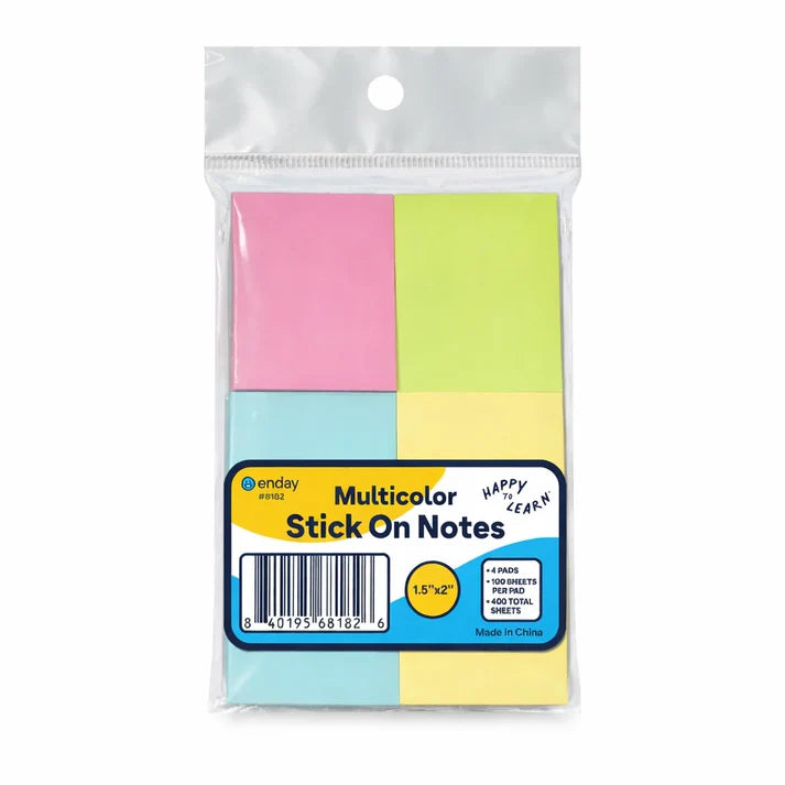 Stick On Notes 1.5" X 2" 4pk