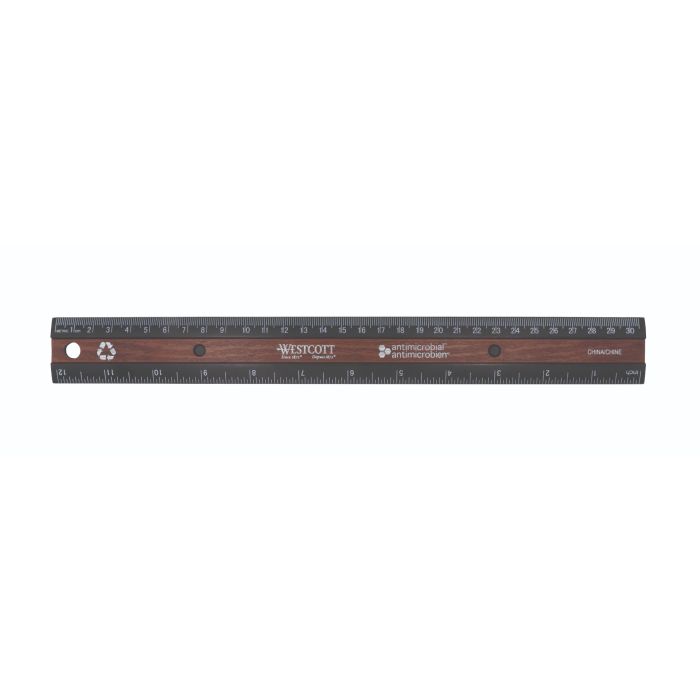 30cm/12" Antimicrobial Wood Inlay Ruler