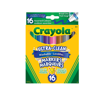 Washable Markers, Broad Line, Assorted Colours, 16
