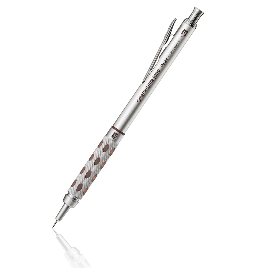 GRAPHGEAR 1000 0.3MM LEAD PENCIL SILVER IN GIFT BOX