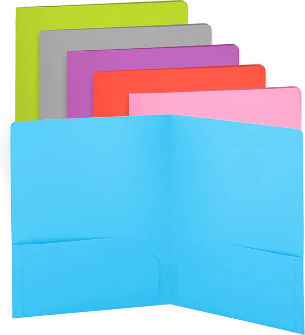 Plastic Solid Color 2-Pockets Poly Portfolio