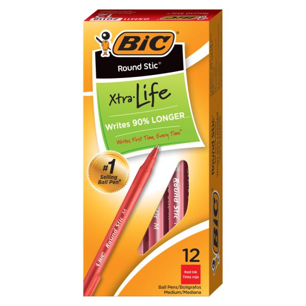 BIC Round Stic Ballpoint Pens, Medium Point, 1.0 mm 12pc