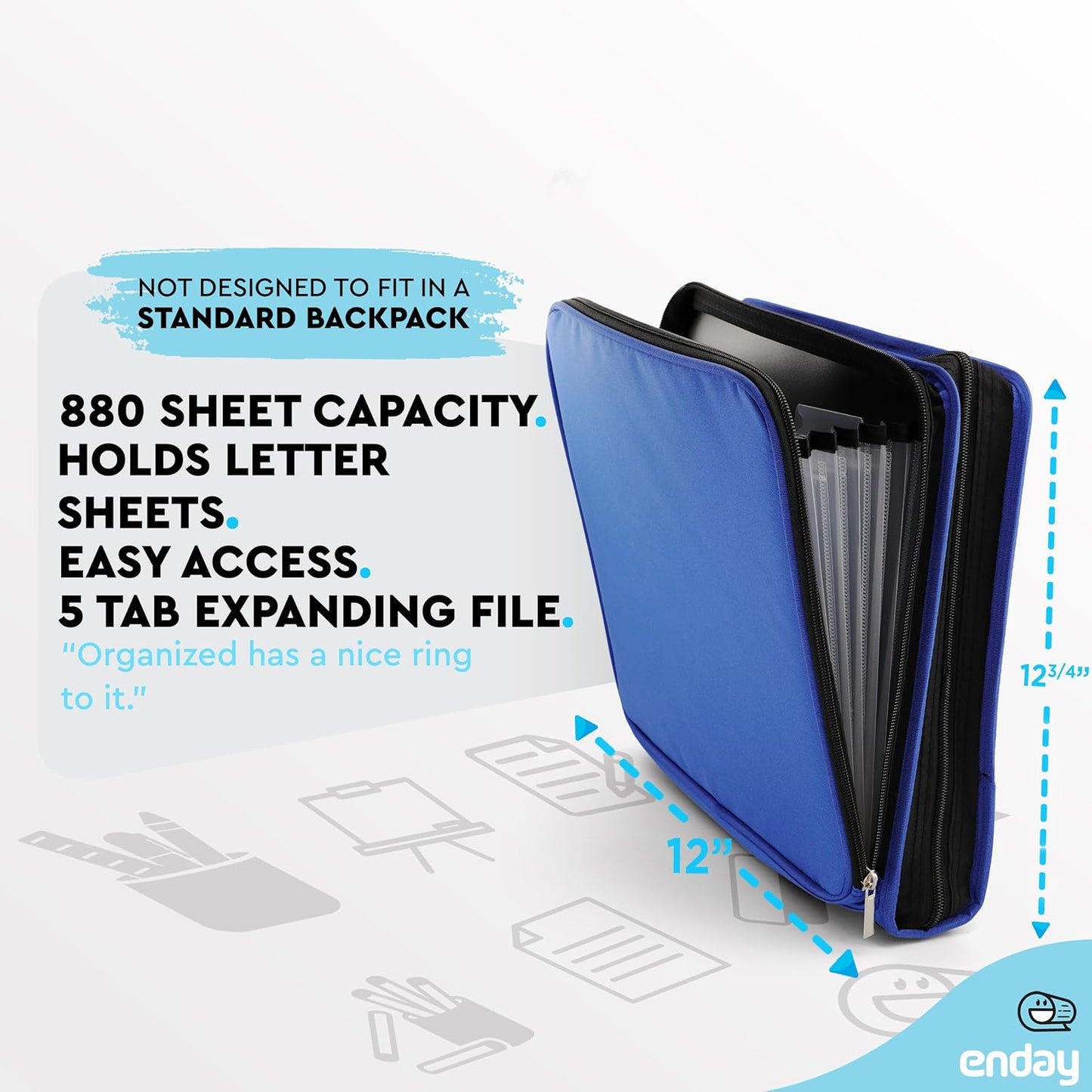 Zipper Binder 3 Ring, Large 2 Inch Binder with Zipper