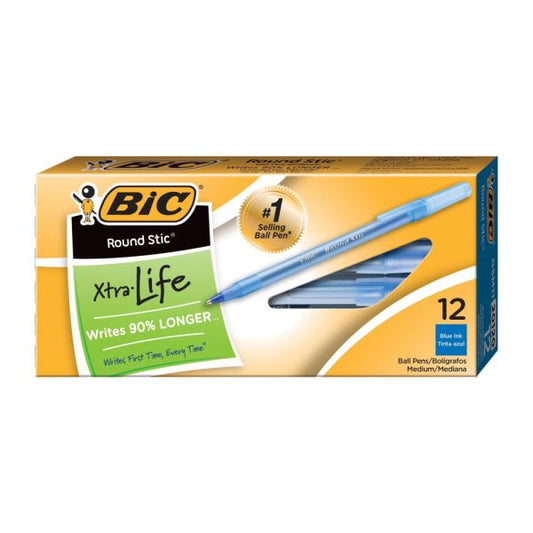 BIC Round Stic Ballpoint Pens, Medium Point, 1.0 mm 12pc