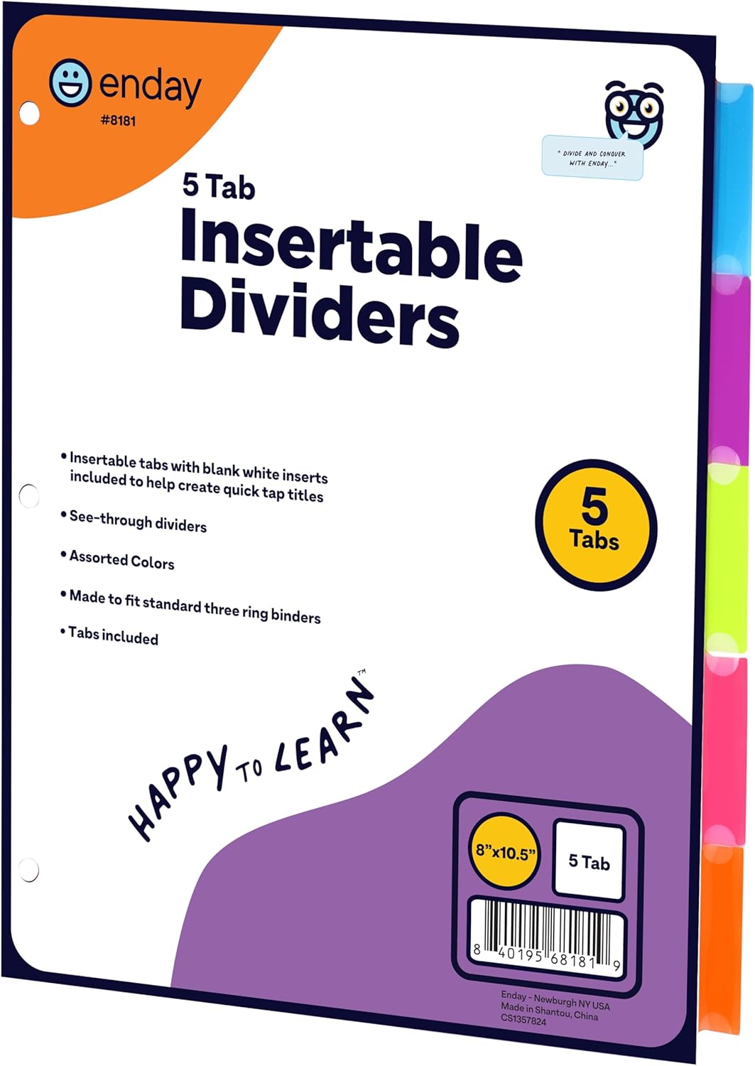 Binder Dividers with Tabs, 5 Dividers