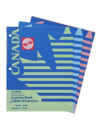 Canada notebook, lined, 80 pages, assorted color