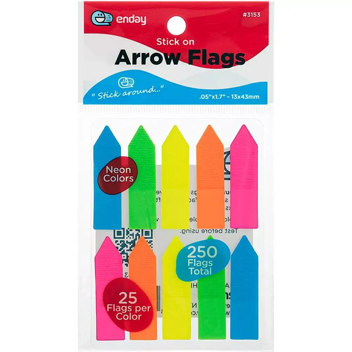 Enday Stick On Arrow Flags Neon 250pk