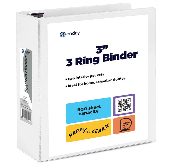 Enday 3" Inch D-Ring Binder