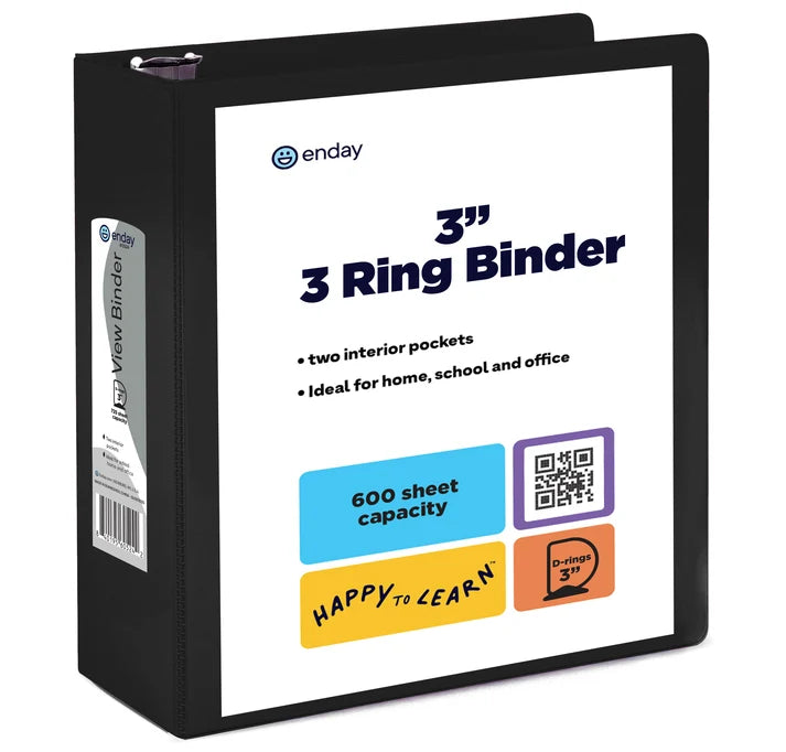 Enday 3" Inch D-Ring Binder