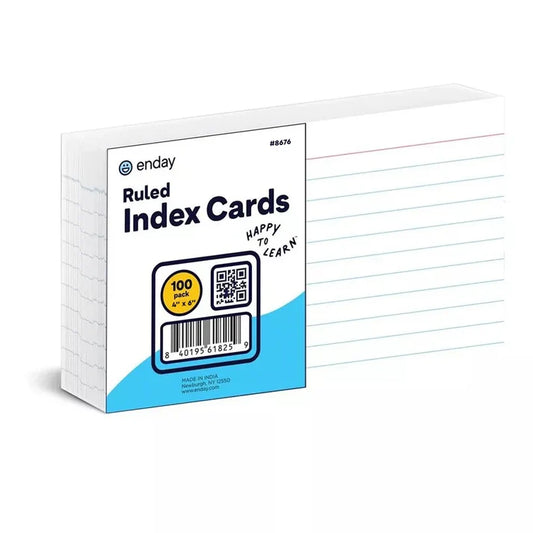 Ruled White Index Card 4X6 100
