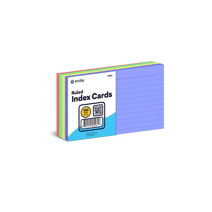 Ruled Assorted Colors Index Card 3X5