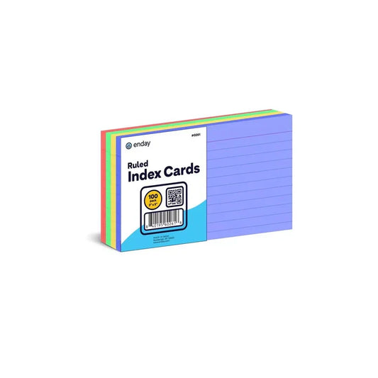 Ruled Assorted Colors Index Card 3X5