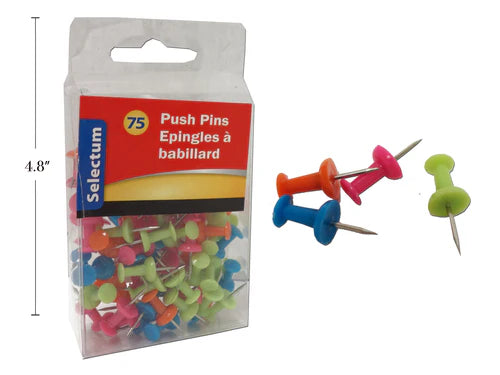 NEON COLOR PUSH PIN 75PC