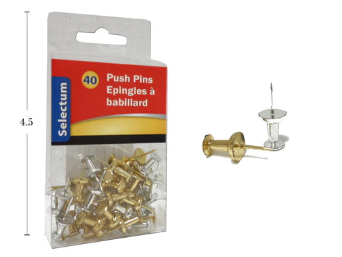 GOLD&SILVER PUSH PIN 40pc