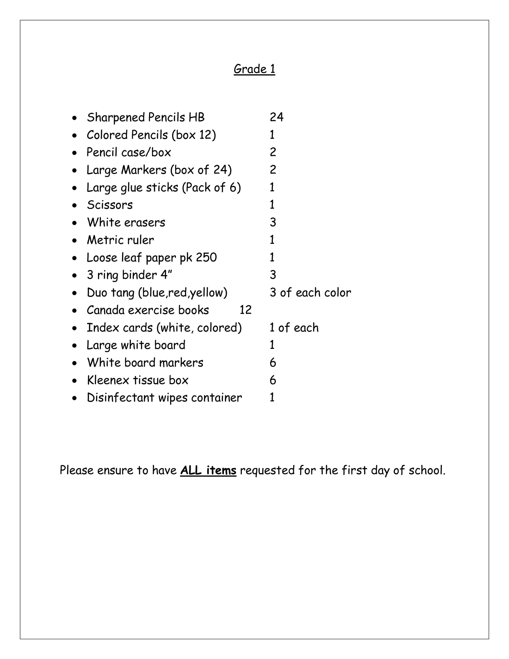 Mesifta Grade 1 List