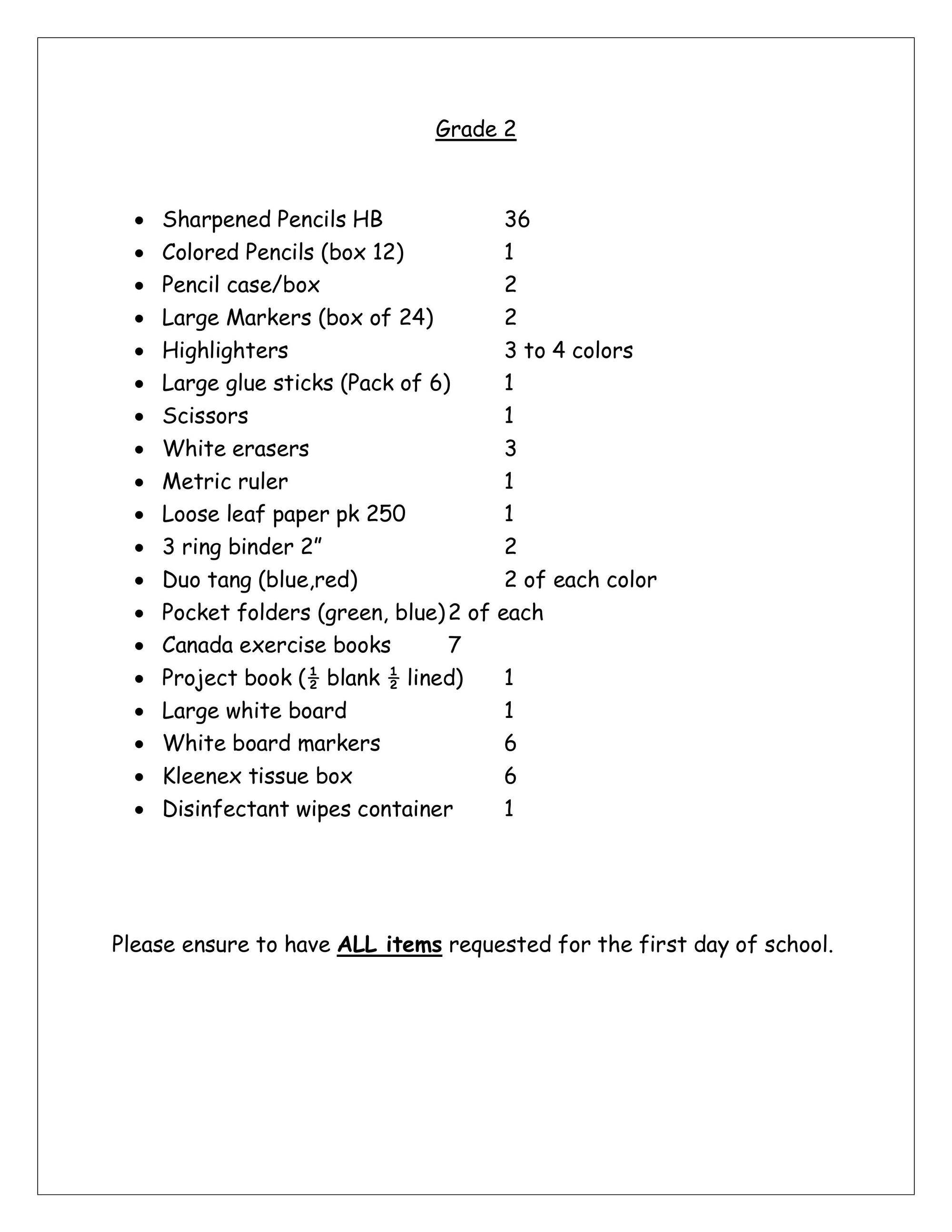Mesifta Grade 2 List