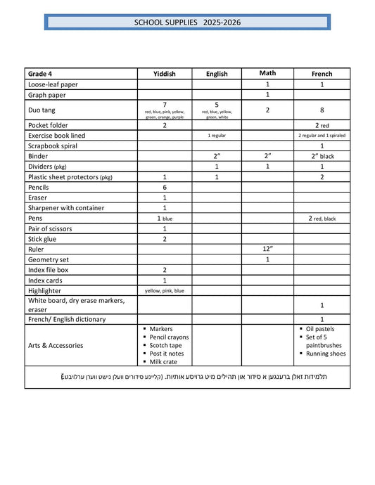Liste des filles Belz de 4e année